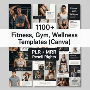 1100+ Fitness Instagram Templates (Canva) – PLR + MRR Resell Rights Social Media Kit
